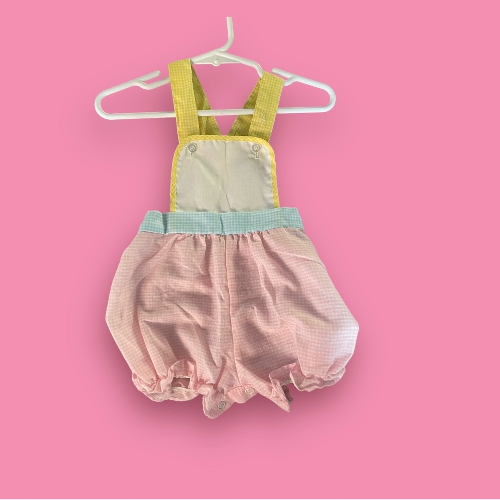Yellow pink & blue vintage infants romper